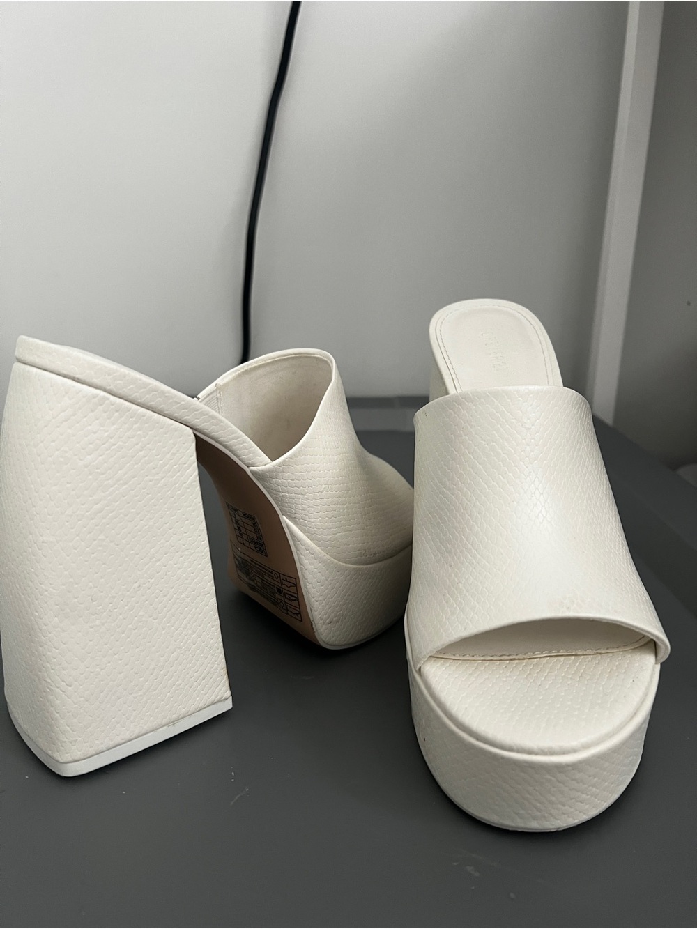 Forever 21 Off-White Platform Mule Heels